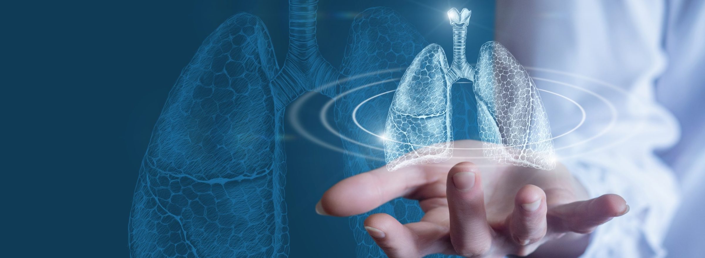 Doctor,Shows,Human,Lungs,On,Blue,Background.