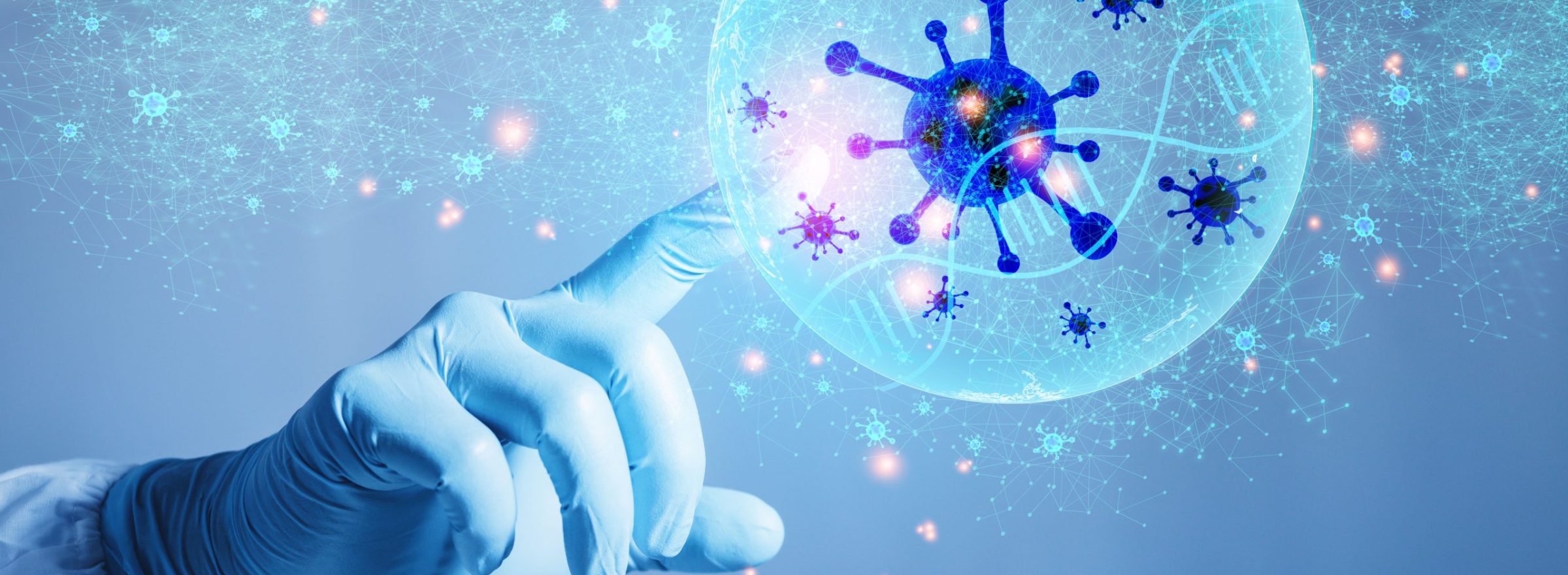 Pat,Or,A,Professional,Scientist,Hand,With,Anti-virus,Gloves,Points